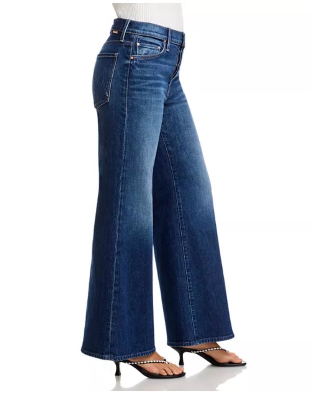 MOTHER Lil Tomcat Roller Skimp Wide leg Jeans in Perfectly Imperfect Wash - Picture 4 of 6